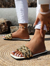 2024 Summer Chic: Women's Square Toe Colorful Woven Slippers