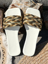 2024 Summer Chic: Women's Square Toe Colorful Woven Slippers