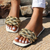 2024 Summer Chic: Women's Square Toe Colorful Woven Slippers