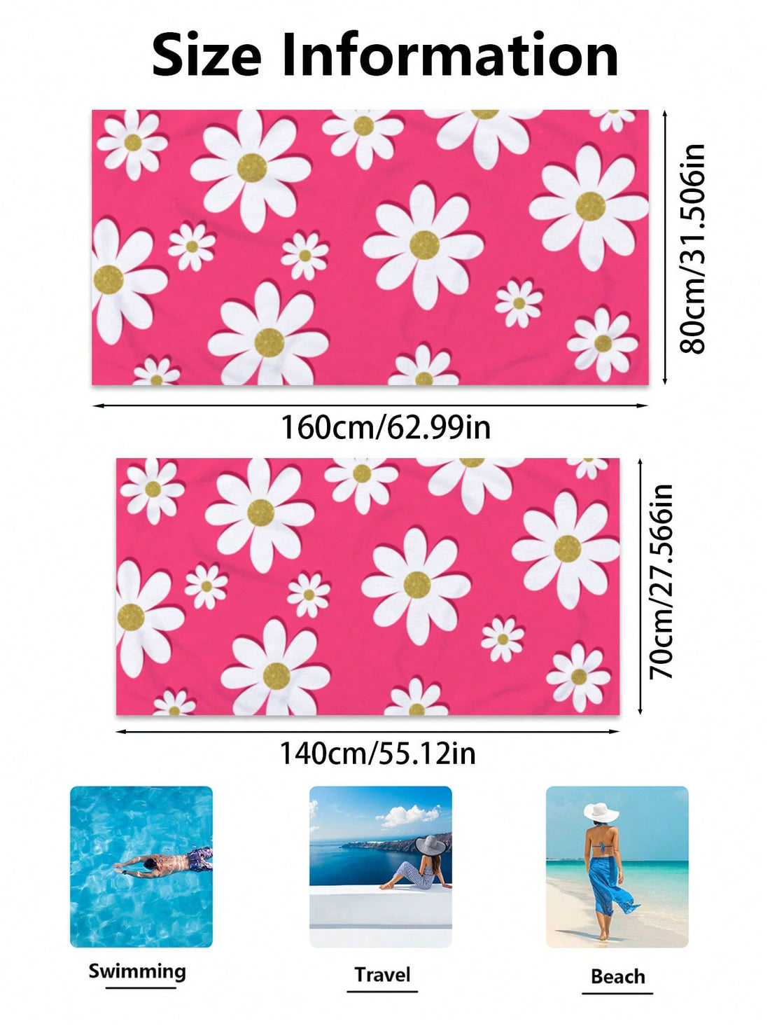 Flower Power Superfine Fiber Towel: Your Ultimate Companion for Swimming, Travel, and Beach Bathing