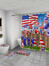 Independence Day Cartoon Dwarf Bathroom Decor Set with Shower Curtain