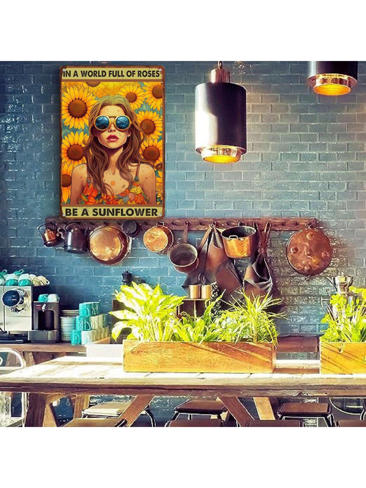 Transform your space into a paradise with our V<a href="https://canaryhouze.com/collections/metal-arts" target="_blank" rel="noopener">intage Metal</a> Tin Sign! Displaying the empowering message "Become A Sunflower In A World Full Of Roses", this retro wall decoration serves as a daily reminder to stay true to your unique self. Made of high-quality metal, it adds a touch of vintage charm to any room.