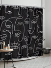 Bohemian Abstract Black Human Face Line Print Bathroom Decor Set