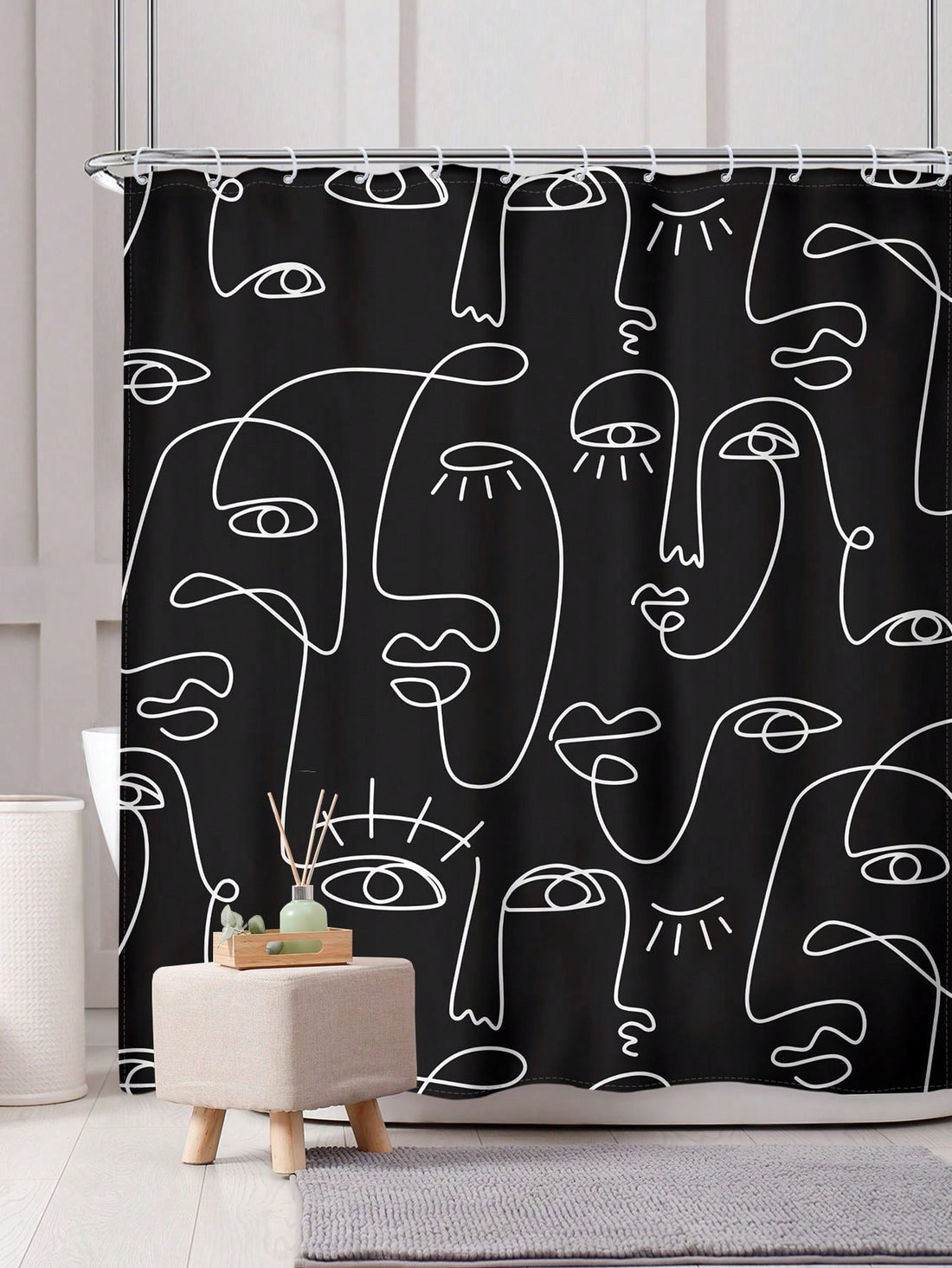 Elevate your <a href="https://canaryhouze.com/collections/shower-curtain" target="_blank" rel="noopener">bathroom decor</a> with our Bohemian Abstract Black Human Face Line Print Set. With a unique modern design, this set adds a touch of elegance to any space. Made with high-quality materials, it is durable and long-lasting. Transform your bathroom into a stylish and inviting sanctuary with this set.