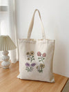 Chic Black Tote Bag: Plant, Butterfly, & Love Print - Perfect for Shopping & Outdoor Adventures