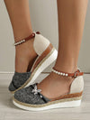 2024 Summer Chic: Multicolor Wedge Sandals with Pearl Buckle