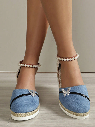 2024 Summer Chic: Multicolor Wedge Sandals with Pearl Buckle