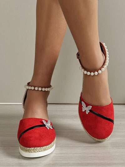 2024 Summer Chic: Multicolor Wedge Sandals with Pearl Buckle