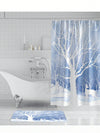 Pink Tree Print Bathroom Shower Set: Includes Curtain, Bath Mat, and Hooks for a Stylish and Functional Bathroom Makeover