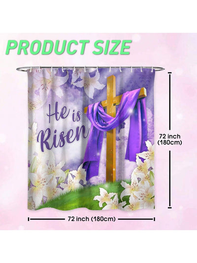 He Is Risen: Easter Floral Shower Curtain Set