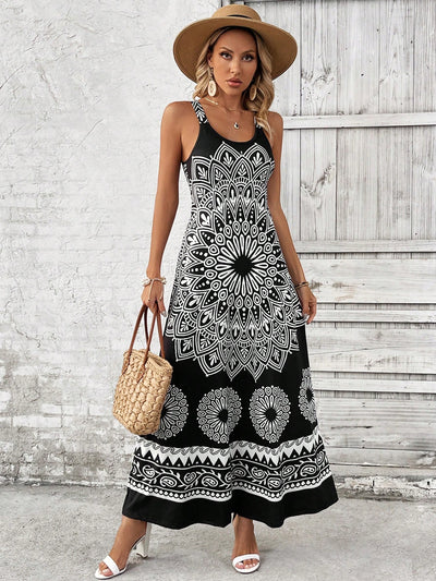 Vibrant Vibe: Women's Pattern Printed Sleeveless Dress