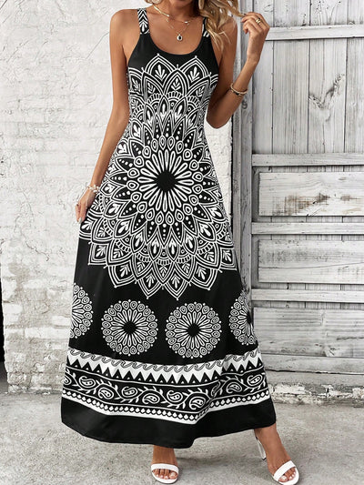 Vibrant Vibe: Women's Pattern Printed Sleeveless Dress