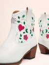 Floral Heart Design: Stylish White Embroidered Ankle Boots