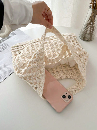 Summer Chic: Hollowed-Out Casual Knitted Handbag for Beach Days