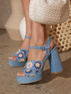 Elevate any outfit with Floral Beauty's women's blue high heel <a href="https://canaryhouze.com/collections/women-canvas-shoes" target="_blank" rel="noopener">sandals</a> featuring a chic floral pattern design. Crafted with style and comfort in mind, these heels are the perfect addition to your wardrobe. Step out with confidence and make a statement with these stunning sandals.