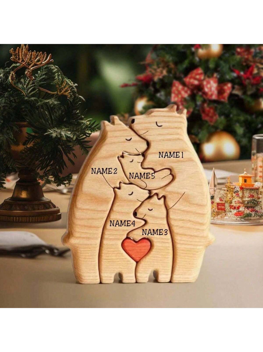 This Personalized Wooden Bears Family Puzzle is the perfect addition to any home decor, bringing a charming and unique touch to any room. Not only is it a great decorative piece, but it also makes for a thoughtful and customizable gift for any occasion. Made with high-quality wood, this puzzle is both durable and visually appealing.