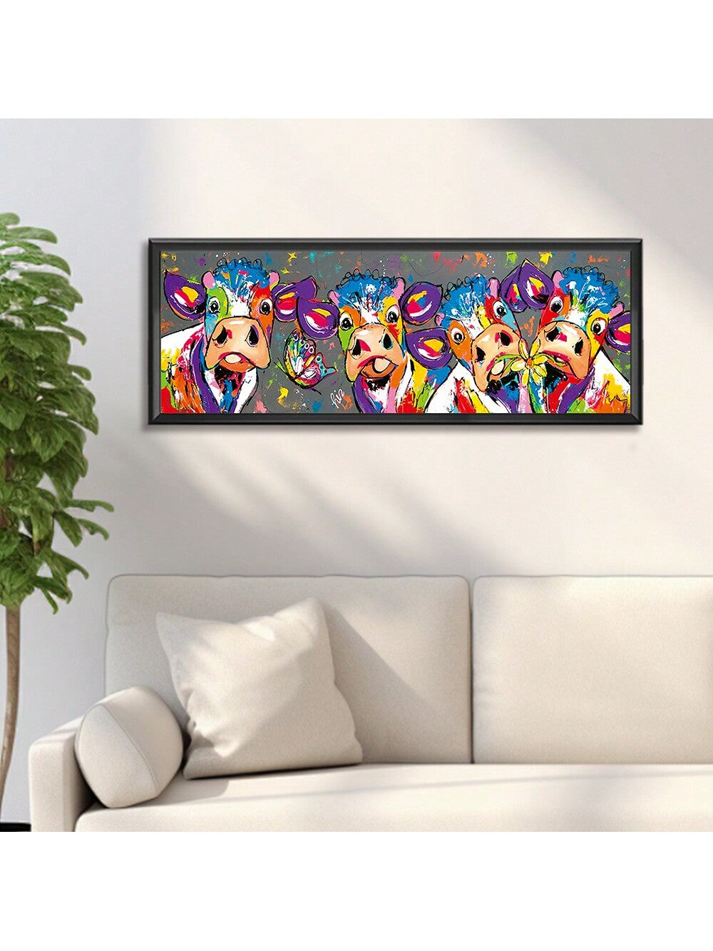 Introduce a playful vibe to your walls with our Vibrant Watercolor Graffiti Flower Cow <a href="https://canaryhouze.com/collections/printable-art" target="_blank" rel="noopener">Canvas Artwork</a>. The bold colors and unique design add a stylish touch to any space. Made with high-quality canvas, this artwork is a durable and eye-catching addition to your wall decor.