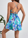 Summer Serenity: Floral Print Crisscross Back Cami Dress