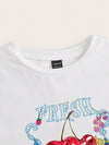 Chic Cherry Letter Print Slim Fit Tee: Must-Have Summer Staple