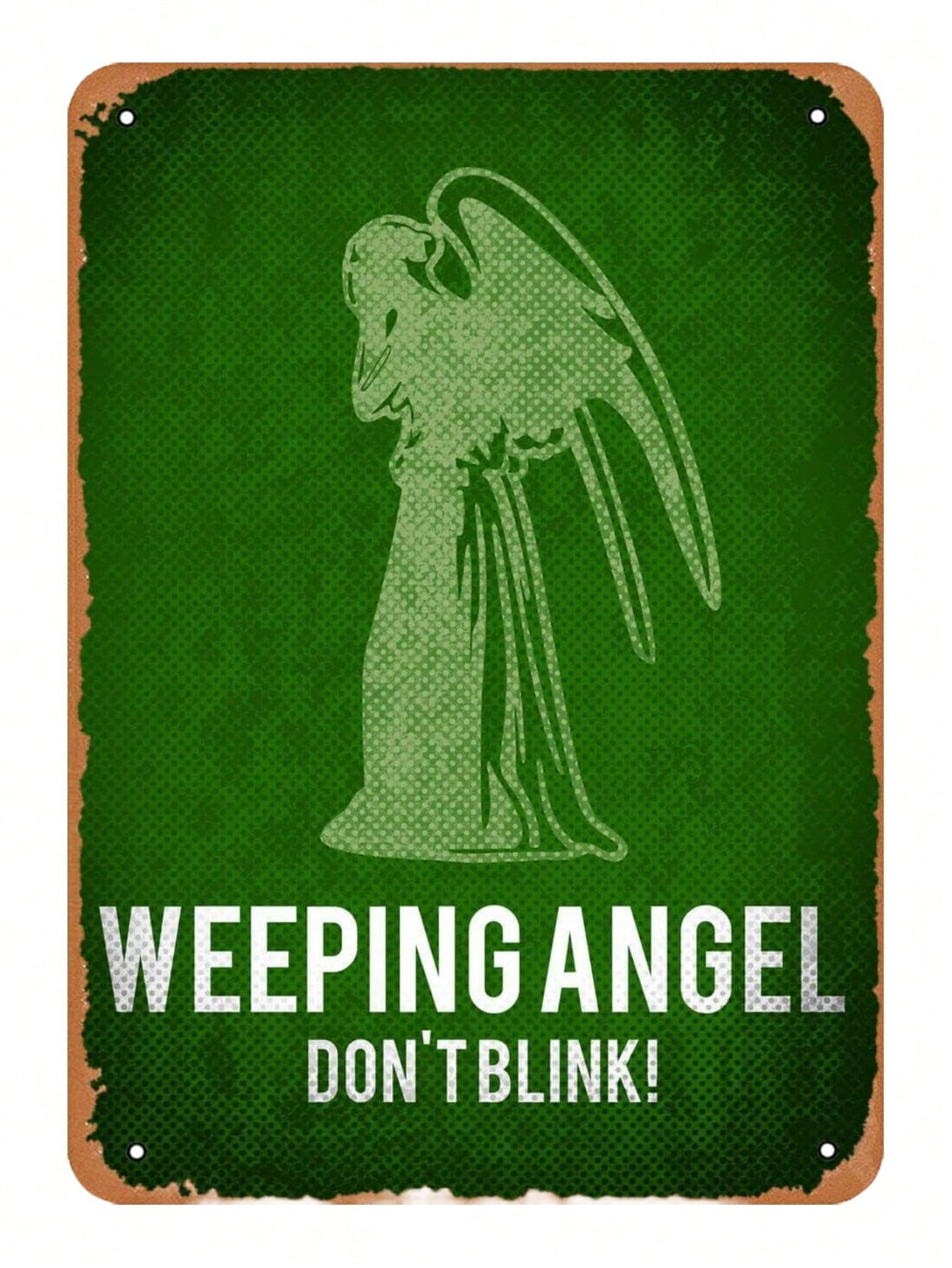 This <a href="https://canaryhouze.com/collections/metal-arts" target="_blank" rel="noopener">vintage metal</a> tin sign featuring a weeping angel is perfect for adding a touch of nostalgia to any space. Hang it in your home, bar, cafe, or garage for a unique and eye-catching decor piece. Made of high-quality materials, it is durable and long-lasting. Add a touch of vintage charm to your space with this beautiful and versatile sign.