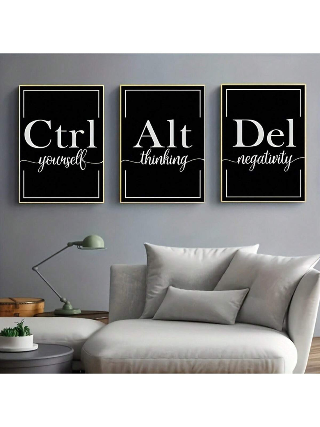 "Add inspiration to your home decor with our Positive Thinking Canvas Poster Set. Featuring a collection of inspiring quotes, this wall art encourages a positive mindset and promotes a happier, more fulfilling life. Made with high-quality canvas material, this set is a must-have for any home."