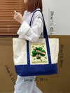 Chic Clover Print Blue Khaki Tote Bag: Your Stylish Companion for Outings, Travel, and Shopping