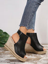 Woven Straps Beaded Toe Ring Platform Wedge Sandals - Fashionable Slingback Sandals