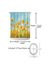 Chic Printed Shower Curtain With Plastic Hooks - Waterproof & Machine Washable Bathroom Divider