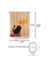 Chic Printed Shower Curtain With Plastic Hooks - Waterproof & Machine Washable Bathroom Divider