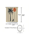 Chic Printed Shower Curtain With Plastic Hooks - Waterproof & Machine Washable Bathroom Divider