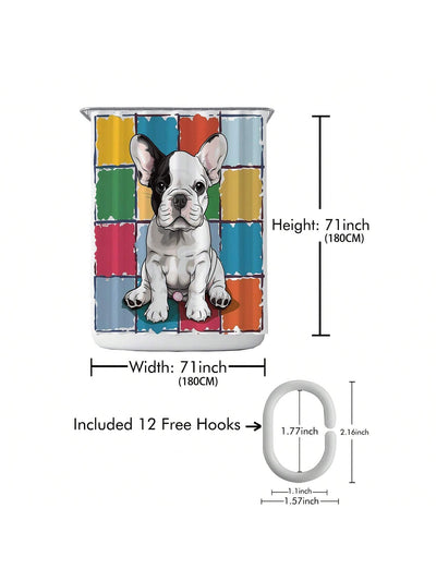 Chic Printed Shower Curtain With Plastic Hooks - Waterproof & Machine Washable Bathroom Divider