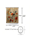 Chic Printed Shower Curtain With Plastic Hooks - Waterproof & Machine Washable Bathroom Divider