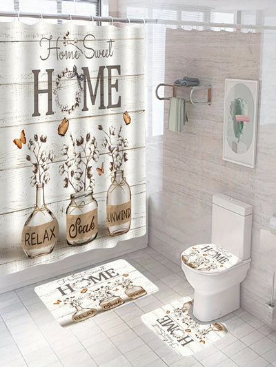 Transform your bathroom into a spa-like oasis with our Complete Waterproof Bathroom Set. Made of durable polyester fabric, this set includes a <a href="https://canaryhouze.com/collections/shower-curtain" target="_blank" rel="noopener">shower curtain</a>, toilet seat cover, mats, rugs, non-slip carpet, and 12 hooks. Keep your floors dry and clean, while adding a touch of style to your windows.