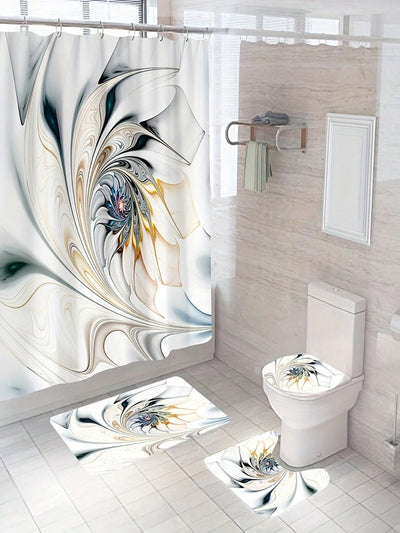 Equip your bathroom with this Complete Bathroom Set, which includes a waterproof <a href="https://canaryhouze.com/collections/shower-curtain" target="_blank" rel="noopener">shower curtain</a>, toilet seat cover, bath mats and rugs. Made with non-slip, washable polyester fabric, this set comes with 12 hooks and even a window curtain. Keep your bathroom clean and stylish with this all-in-one set.