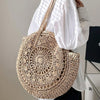 Woven Retreat: Chic Round Beach Tote with Double Handles