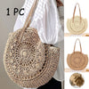 Woven Retreat: Chic Round Beach Tote with Double Handles