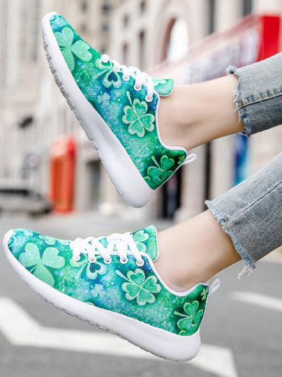 Lucky Charm: Women's Four Leaf Clover Sneakers - Lightweight, Fashionable, and Versatile