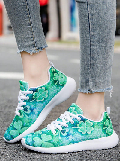 Lucky Charm: Women's Four Leaf Clover Sneakers - Lightweight, Fashionable, and Versatile