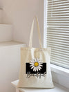 Chic Black Tote Bag: Plant, Butterfly, & Love Print - Perfect for Shopping & Outdoor Adventures