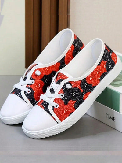 Step into Style: Lace-Up Sneakers with Fashionable Patterns and Soft Sole