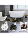 Black Marble Bathroom Bliss: 4-Piece Shower Curtain Set with Rugs, Bath Mat, U-Shape, Toilet Lid Cover, and Hooks