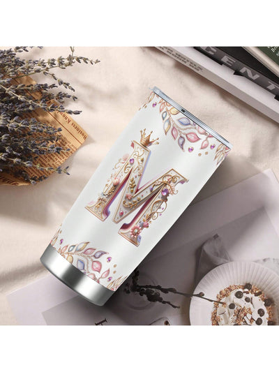 Personalized Baroque Style Alphabet Insulated Coffee Tumbler - Ideal Festival Gift