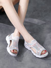 Summer Chic: Women's Flat Heel Peep Toe Sport Sandals with Mesh Upper - Plus Size