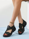 Summer Chic: Women's Flat Heel Peep Toe Sport Sandals with Mesh Upper - Plus Size