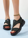 Summer Chic: Women's Flat Heel Peep Toe Sport Sandals with Mesh Upper - Plus Size