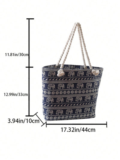 Chic Canvas Tote: Stylish New Arrival with Rope Handle & Spacious Design