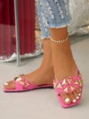 Rose Red Metal Decorated Holiday Flat Sandals: Stylish Casual Comfort