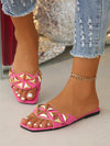 Rose Red Metal Decorated Holiday Flat Sandals: Stylish Casual Comfort