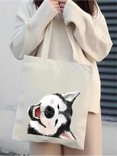 Adorable Canvas Tote Bag Collection: Husky, Golden Retriever, and Panda Designs for Women on the Go