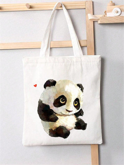Adorable Canvas Tote Bag Collection: Husky, Golden Retriever, and Panda Designs for Women on the Go